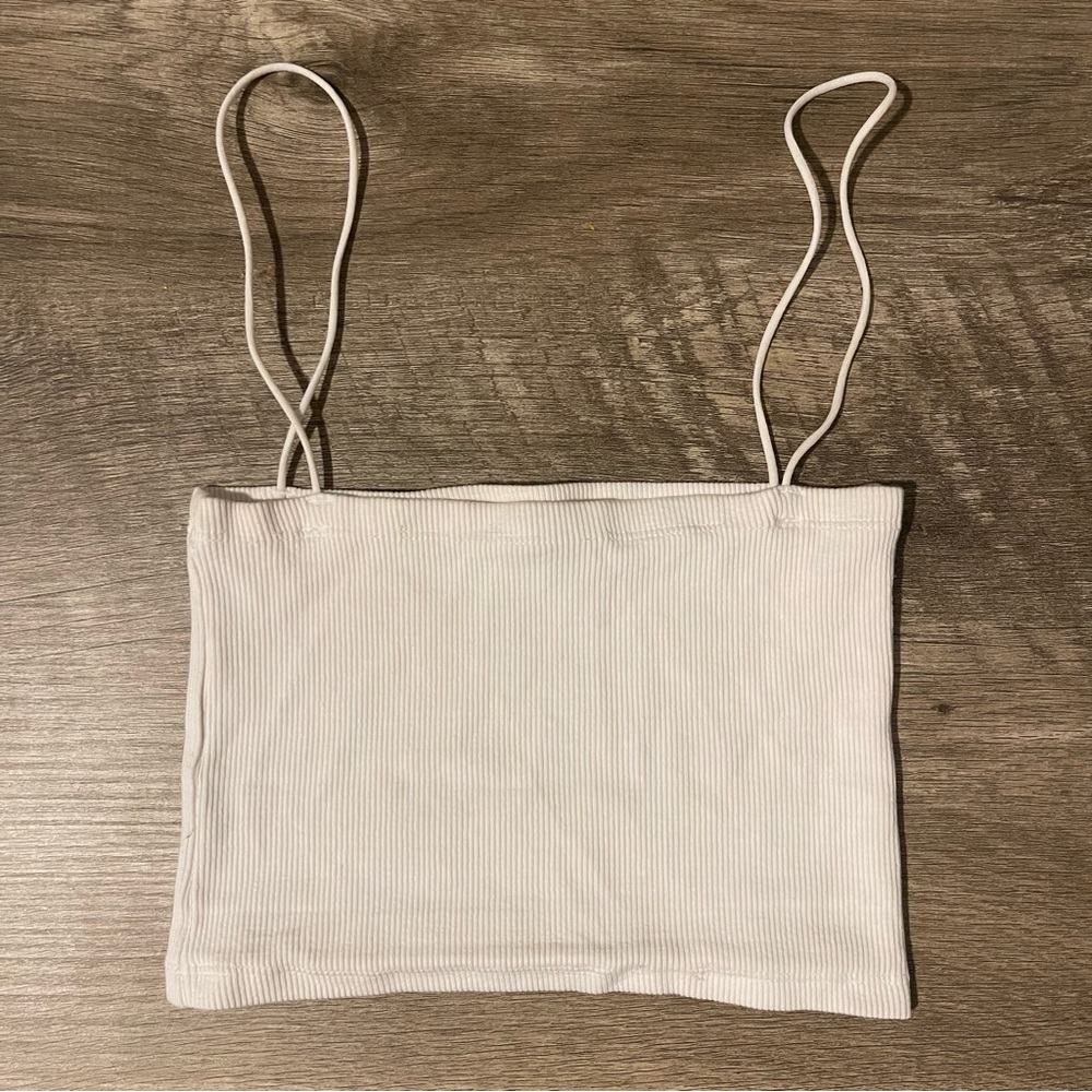 Zara Cropped White Tank Top Size Small